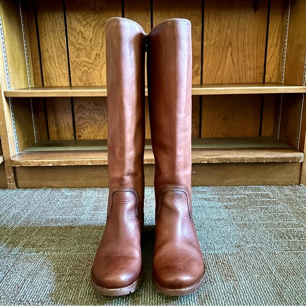 Sofft Brown Leather Sharnell II Lace Up Adjustable Riding Knee Boots, size 8 - Picture 2 of 14